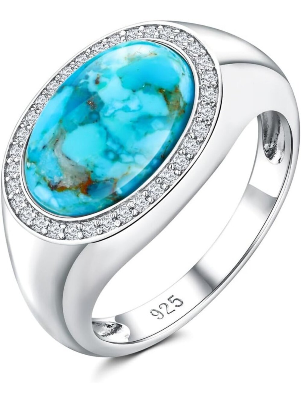 Large Oval Turquoise Lapis Malachite Signet Ring for Women & Men - Unique
